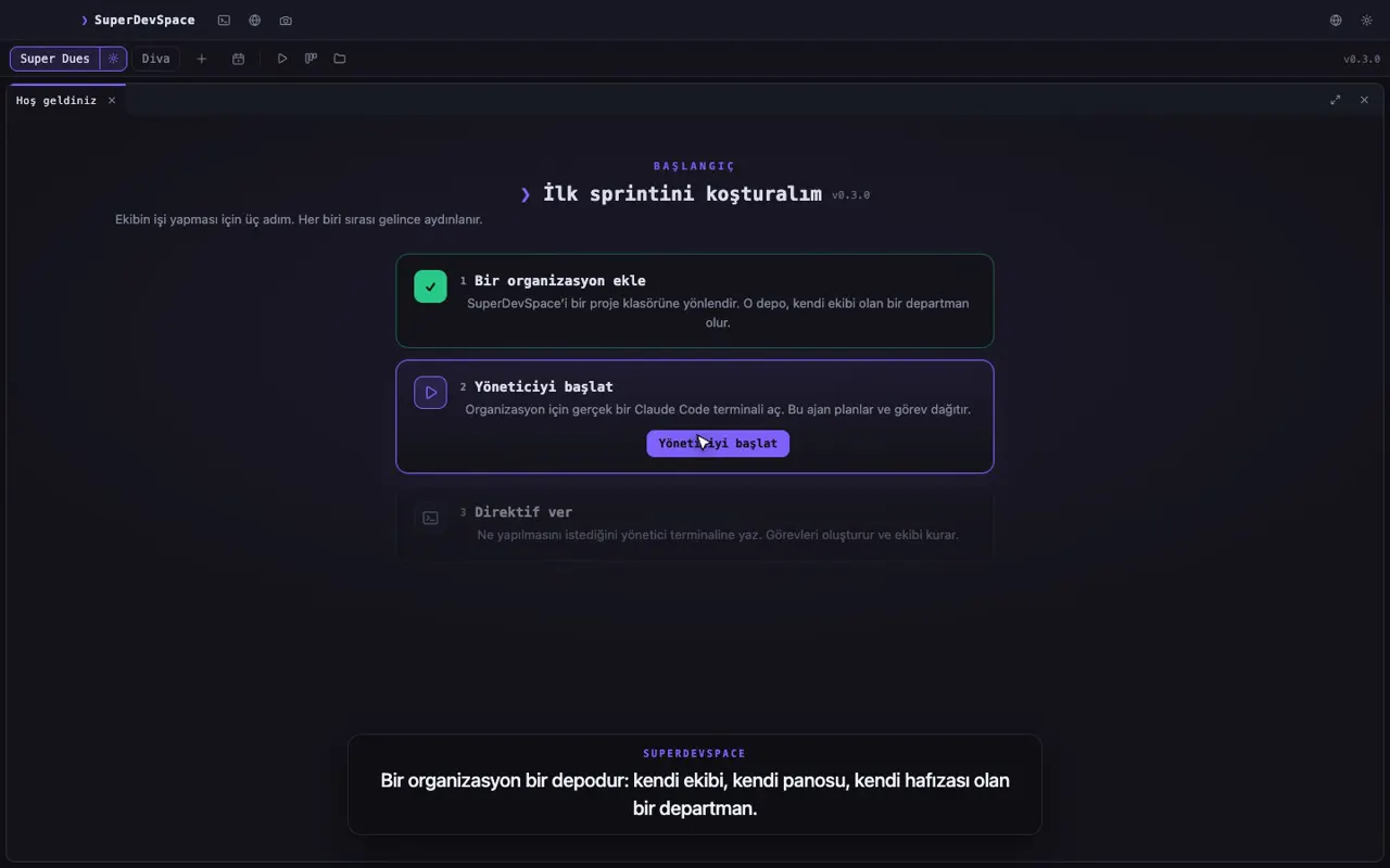 The SuperDevSpace desktop workspace, a frame from the real recording